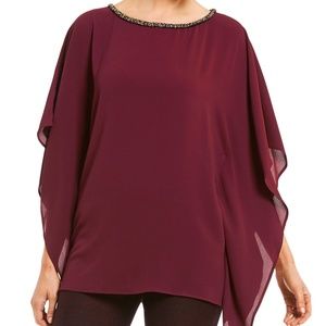 Michael Kors  PONCHO Tunic Top Burgundy SMALL - MEDIUM
